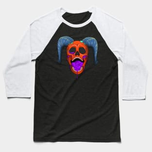 Melting Devil Skull Baseball T-Shirt